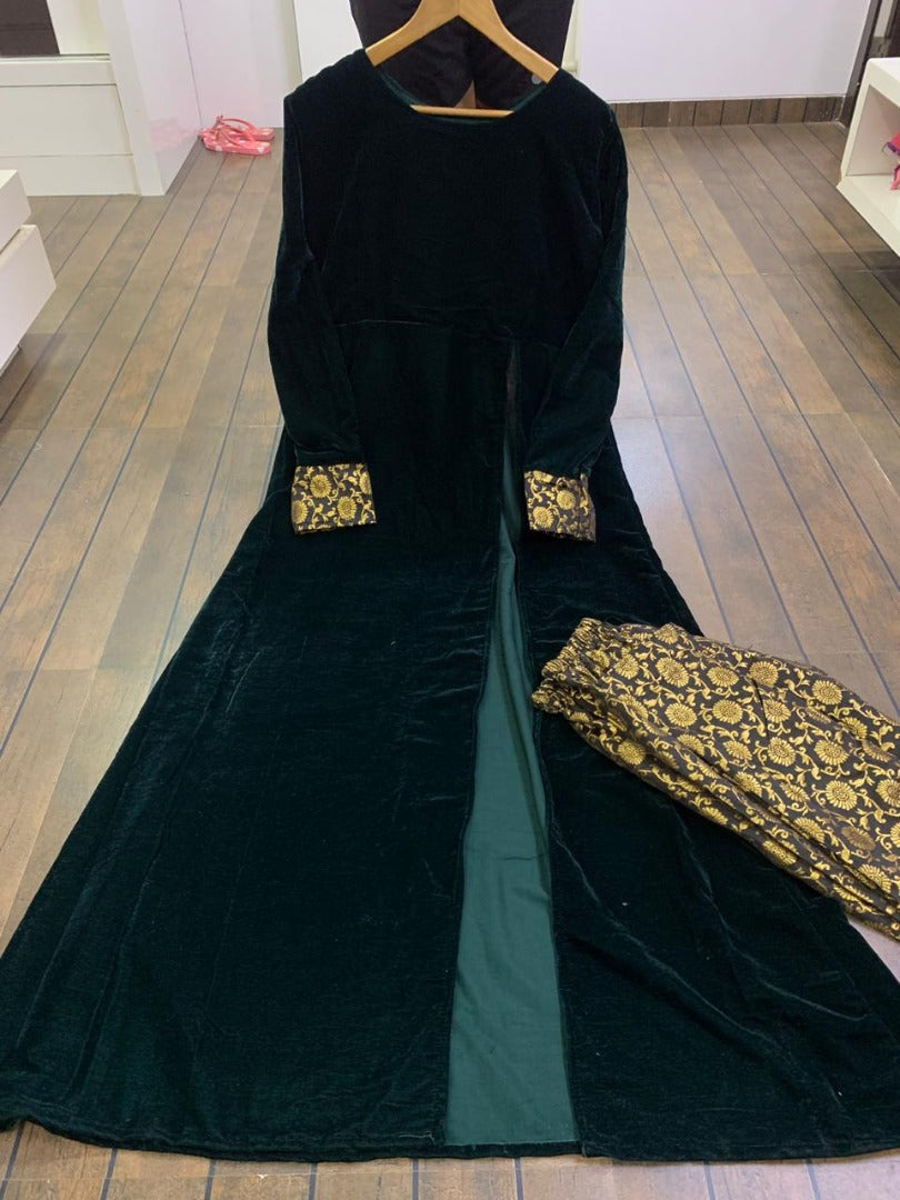 Green velvet suit