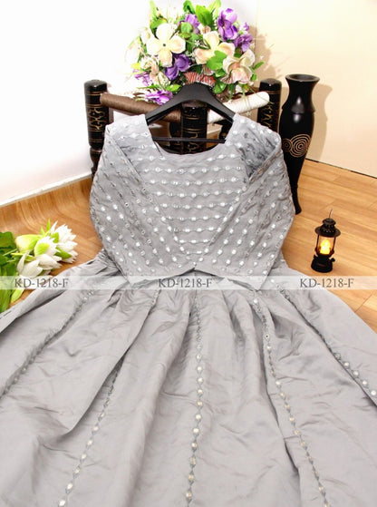 Grey banglory satin partywear gown