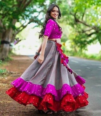 grey banglory silk festival wear lehenga choli