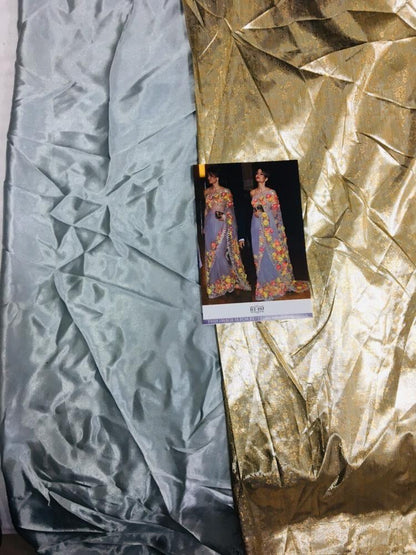 grey georgette multicolored sequence and threadworked bollywood style saree