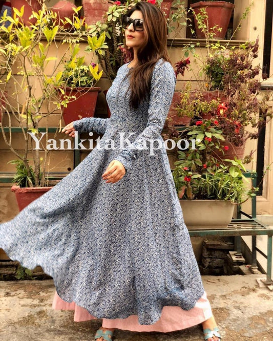 grey georgette printed kurti