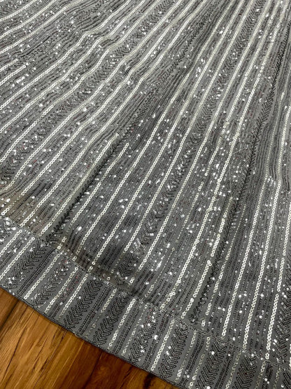 Grey georgette sequence embroidery work designer party wear lehenga choli