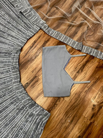 Grey georgette sequence embroidery work designer party wear lehenga choli