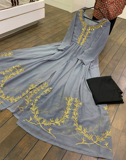Grey georgette stylish salwar suit