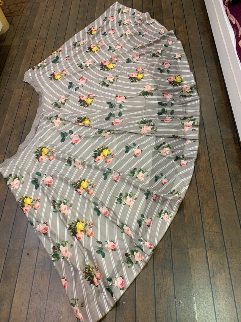 Grey heavy cotton silk digital printed beautiful ceremonial lehengha choli