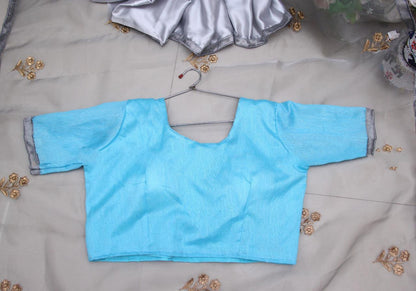 Grey heavy organza silk saree