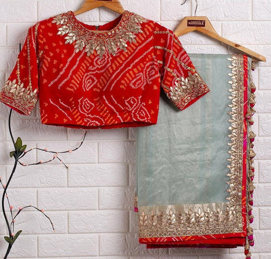 Grey heavy organza silk sequence work fancy saree