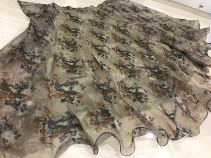 grey heavy orgenza silk printed lehenga choli