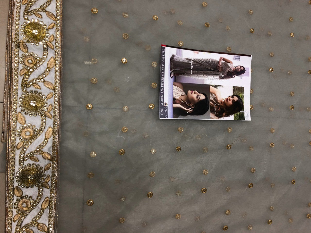 Grey mono net embroidered ceremonial designer saree