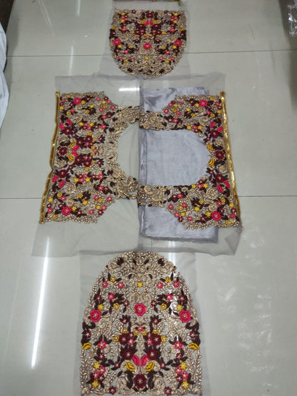 Grey net multi embroidered designer ceremonial lehenga choli