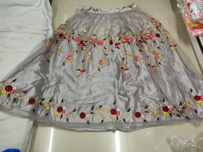 Grey net multi embroidered designer ceremonial lehenga choli