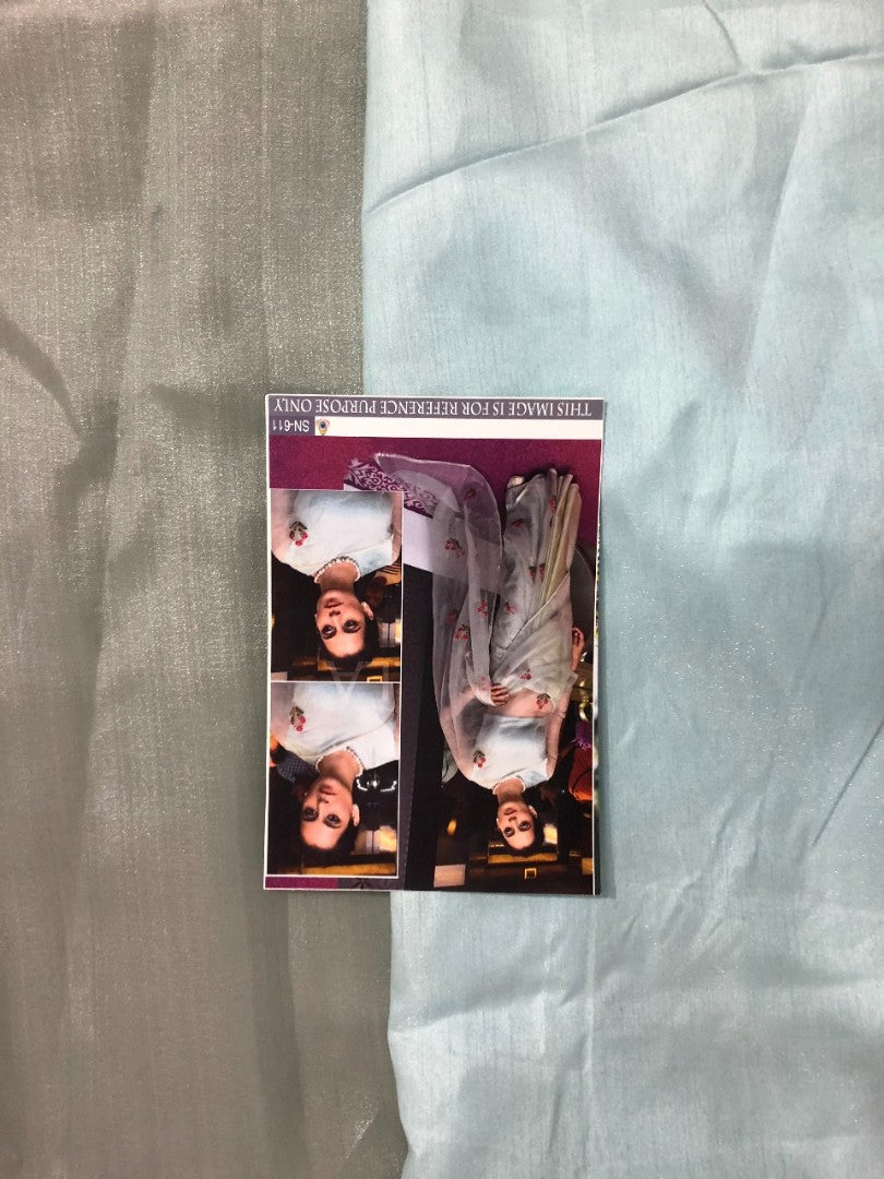 grey orgenja silk emboridered bollywood saree