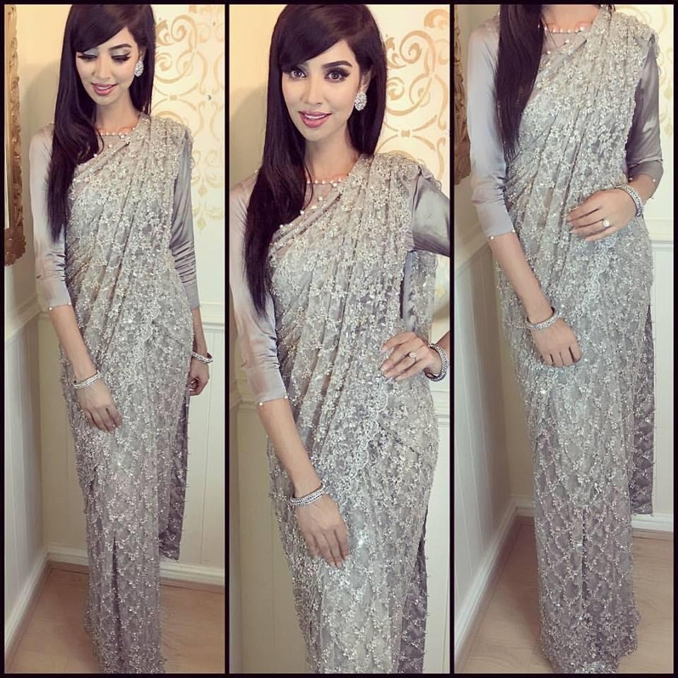 Grey pure net with heavy masli work ceremonial saree