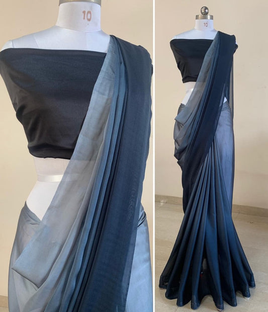 Grey rangoli silk party wear saree