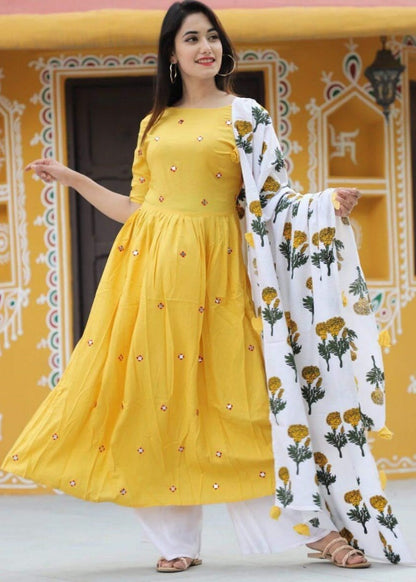 GT Rayon cotton casual kurti with printed dupatta