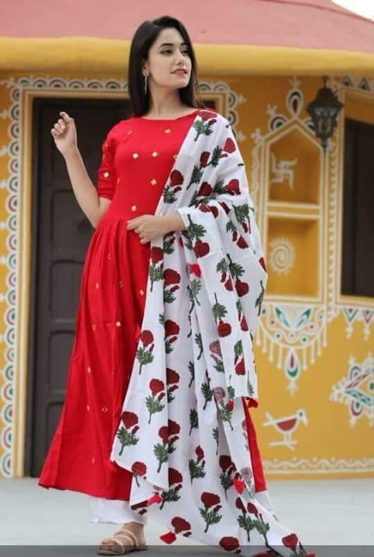 GT Rayon cotton casual kurti with printed dupatta