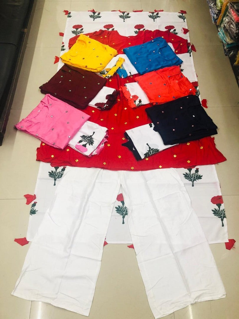 GT Rayon cotton casual kurti with printed dupatta