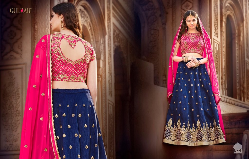 Gulzar pink and blue heavy embroidered lehenga