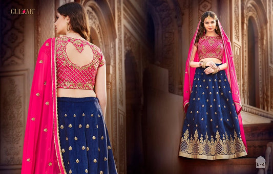 Gulzar pink and blue heavy embroidered lehenga