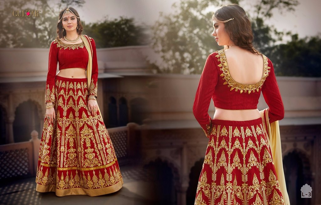 Gulzar red heavy embroidered lehenga
