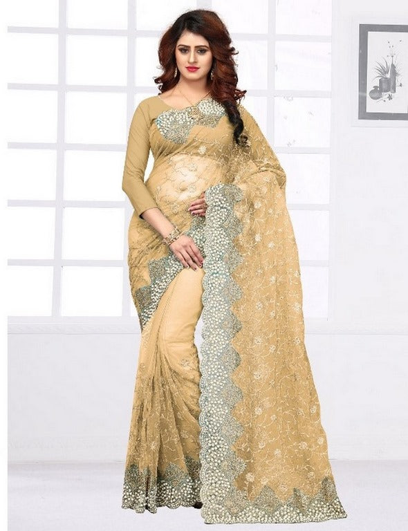 Heavy embroidered and handwork wedding saree