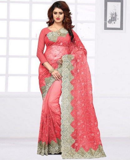 Heavy embroidered and handwork wedding saree