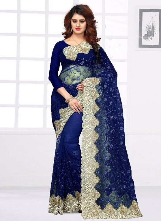 Heavy embroidered and handwork wedding saree