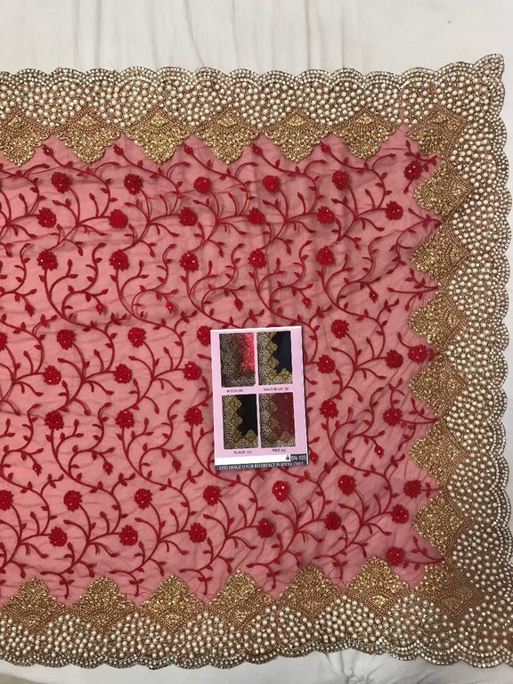 Heavy embroidered and handwork wedding saree