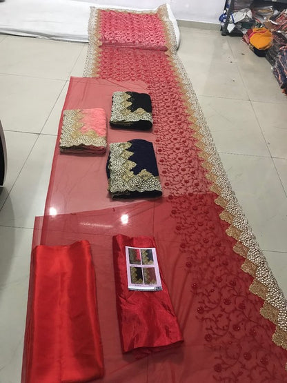 Heavy embroidered and handwork wedding saree