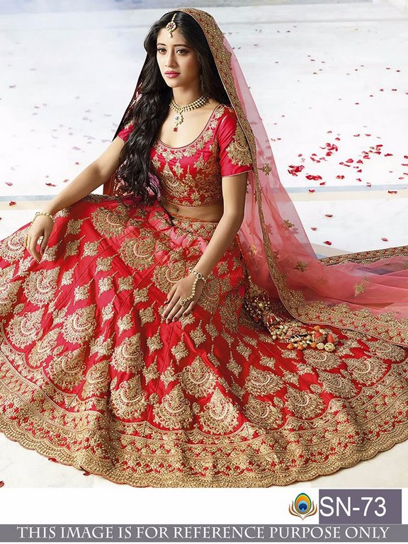 Heavy embroidered beautiful red bridal wedding lehenga