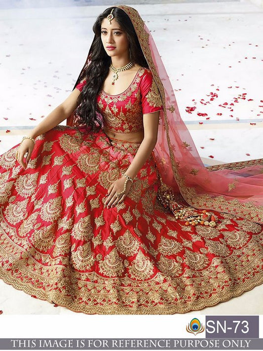 Heavy embroidered beautiful red bridal wedding lehenga