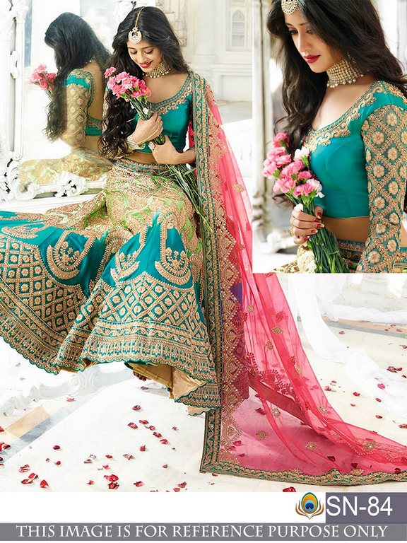 Heavy embroidered blue bridal wedding lehenga