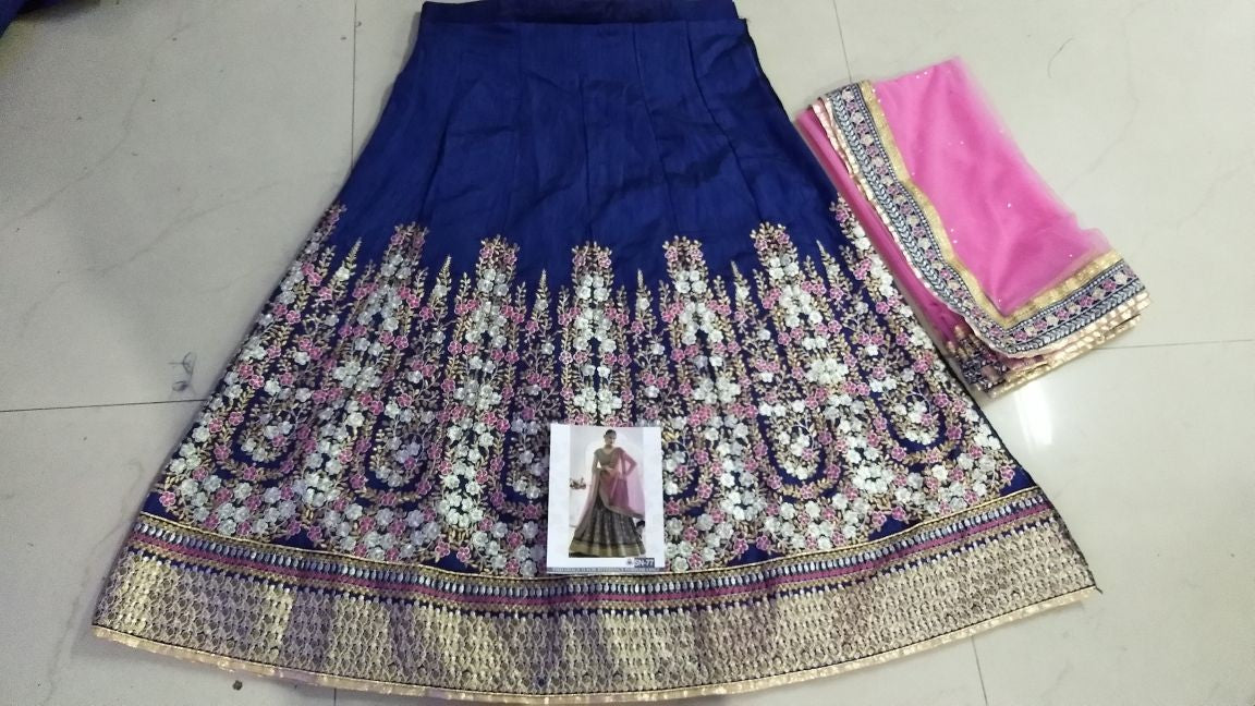 heavy embroidered blue bridal wedding lehenga