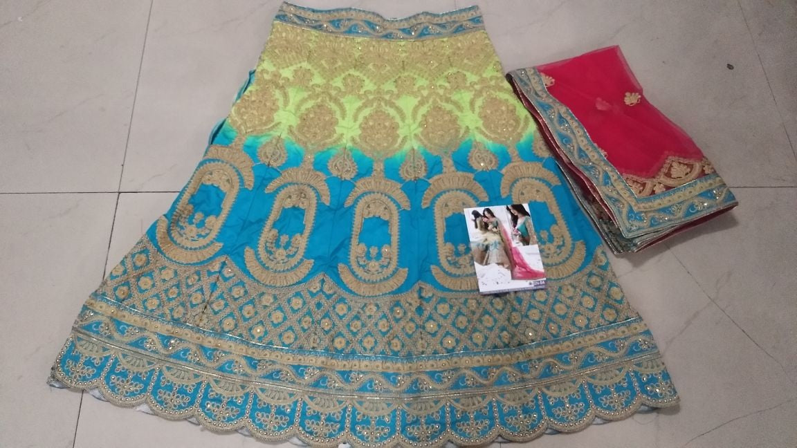 Heavy embroidered blue bridal wedding lehenga