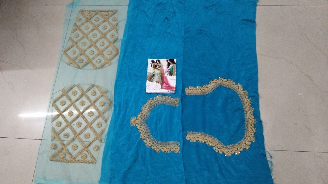 Heavy embroidered blue bridal wedding lehenga