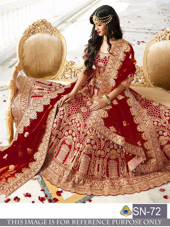 heavy embroidered maroon bridal wedding lehenga