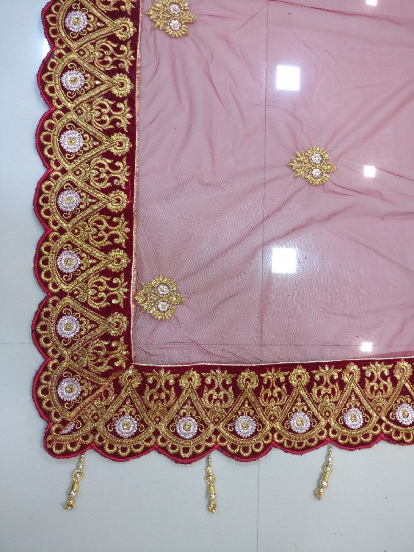 Heavy embroidered maroon wedding bridal lehenga
