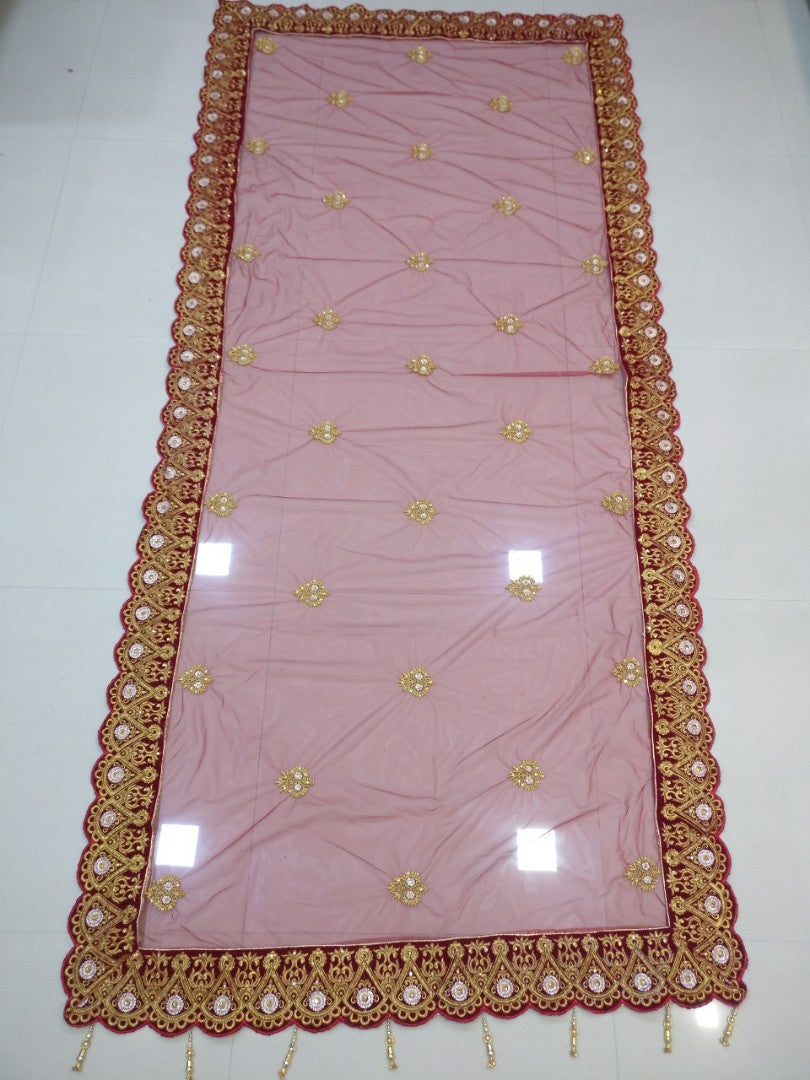 Heavy embroidered maroon wedding bridal lehenga