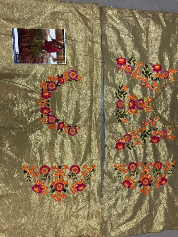 Heavy embroidered satin silk georgette wedding saree