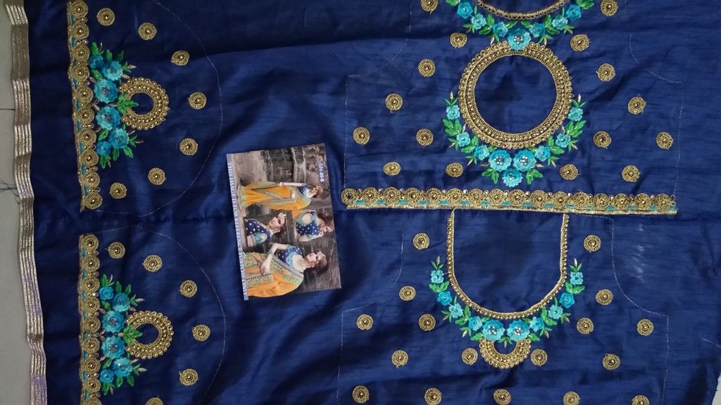 Heavy fancy embroidered moss chiffon wedding saree