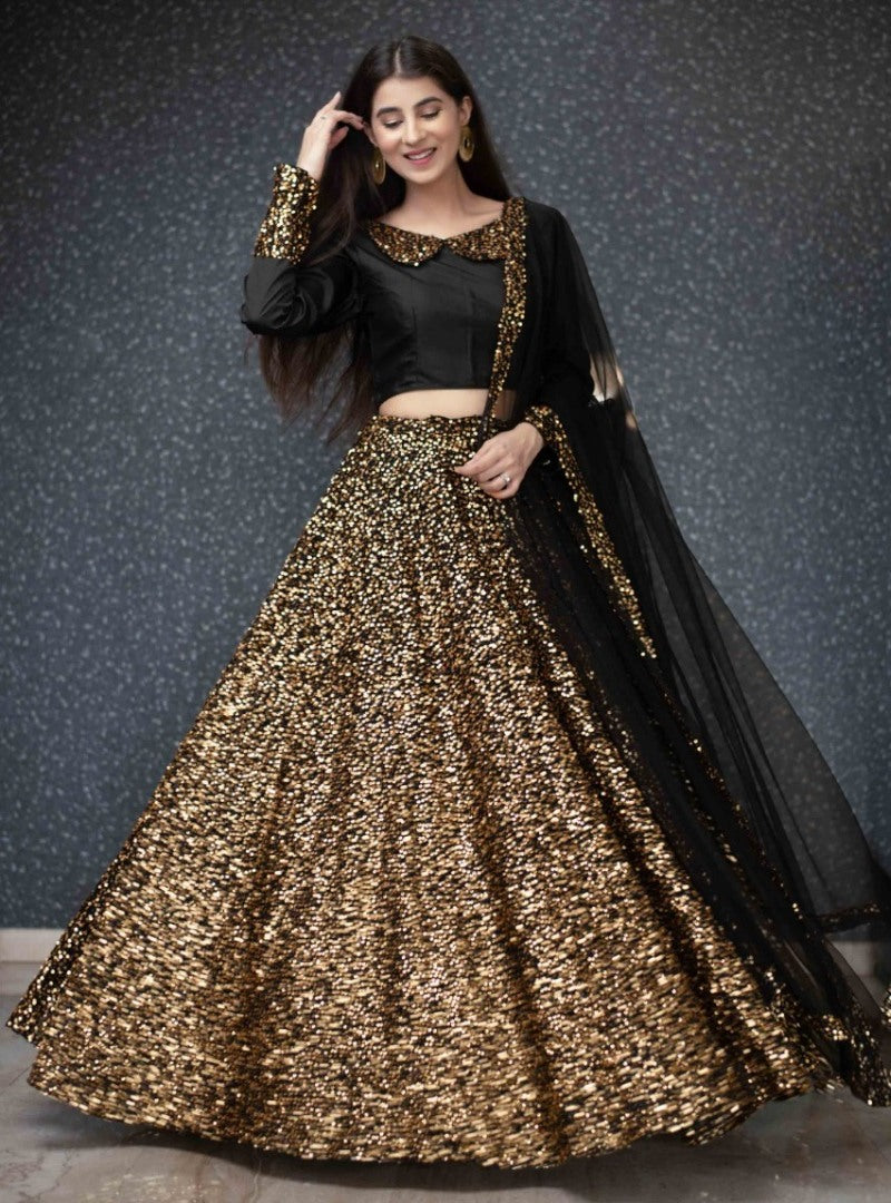 Heavy golden sequence work designer lehenga choli