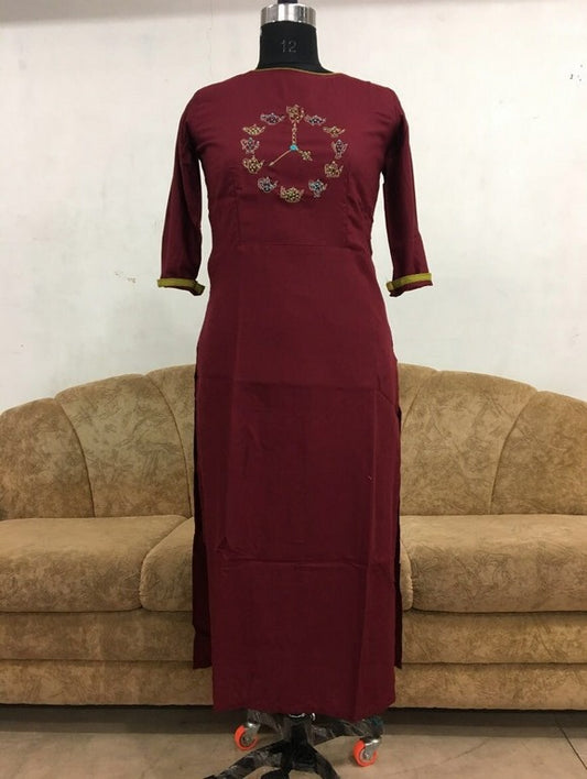 Heavy rayon cotton embroidered kurti