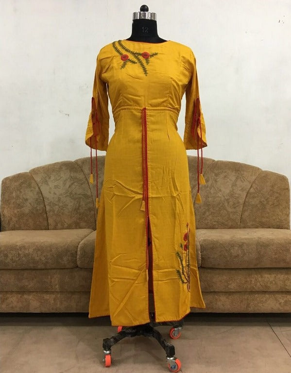 heavy rayon cotton slub handworked kurti