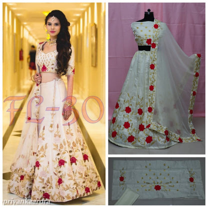 heavy satin banglori silk floral embroidered wedding lehenga