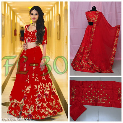 heavy satin banglori silk floral embroidered wedding lehenga