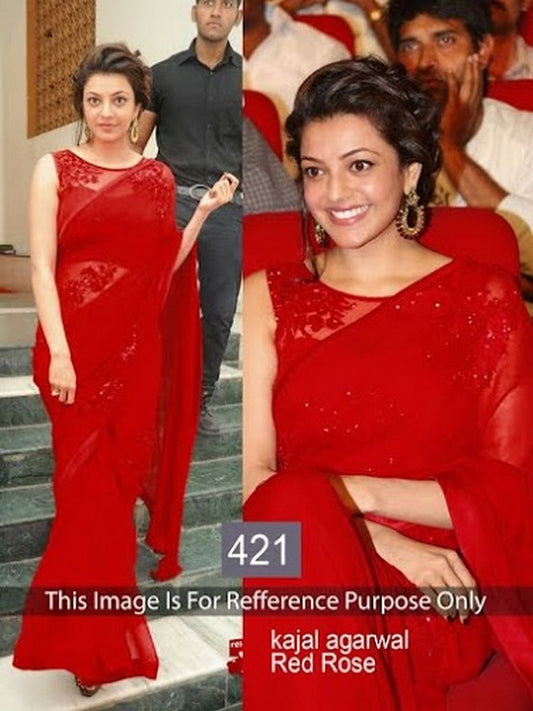 kajal agarwal beautiful red saree