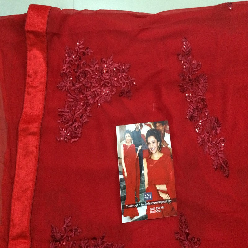 kajal agarwal beautiful red saree