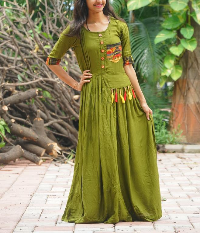 Kalamkari pure rayon green kurti