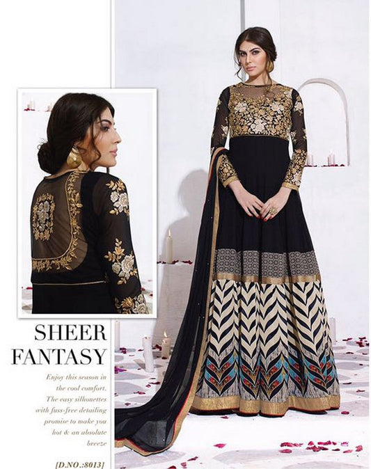 Karma designer black anarkali salwar suit