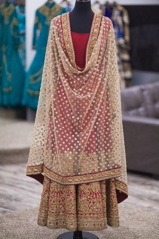 KG designer embroidered wedding red salwar suit